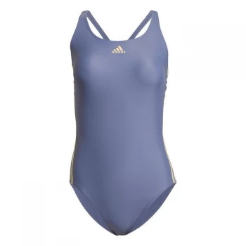 Image of adidas Womens Fit 3-Stripes Swimsuit - Orbit Violet / Orange Tint