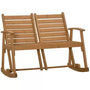 Image of Outsunny Wooden Rocking 2-Seater Bench w/ Adjustable Backrests