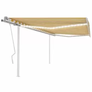 Image of Vidaxl - Manual Retractable Awning with LED 4x3.5 m Yellow and White Yellow