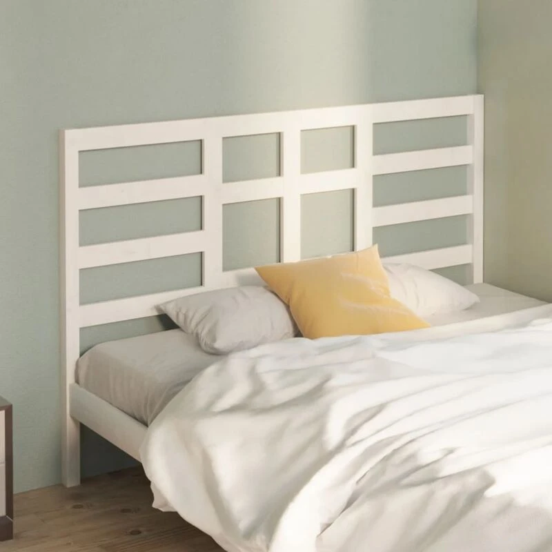 Image of Vidaxl Bed Headboard White 126X4X104cm Solid Wood Pine, White 818131