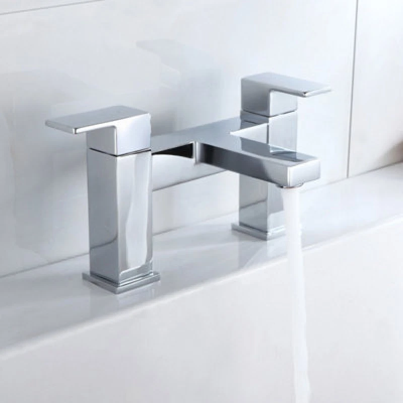 Image of NES HOME Nes Home - Brayton Cube Bathroom Deck Mounted Chrome Bath Filler Mixer Tap 8805