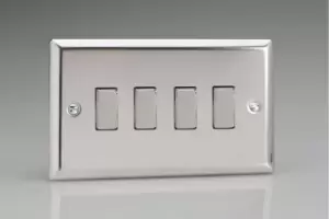 Image of Varilight Classic 4 Gang 2 Way Rocker Switch With Metal Rockers (Double XC9D) - Polished Chrome - XC9D