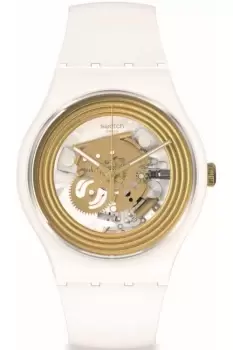 Image of Unisex Swatch Golden Rings White Watch SO29W107
