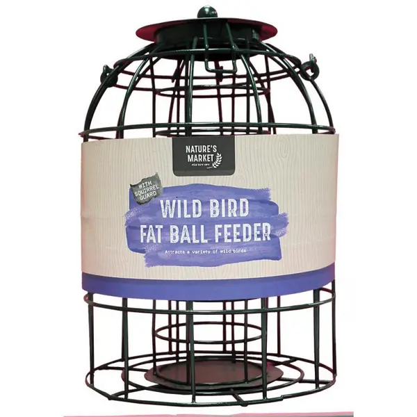 Image of Pack of 12 Nature's Market Wild Bird Fat Ball Feeder with Squirrel Guard