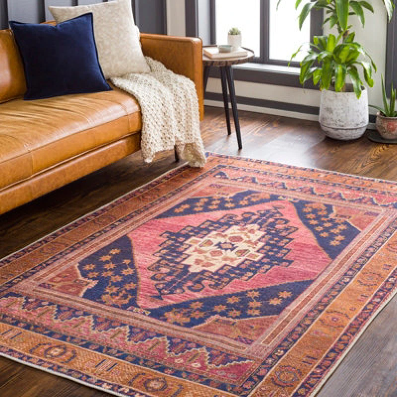 Image of Livabliss Machine Washable Traditionnal Boho Coral Valentina Area Rug 160 X 220 Cm - Easy Care, Ideal For Living Room & Bedroom