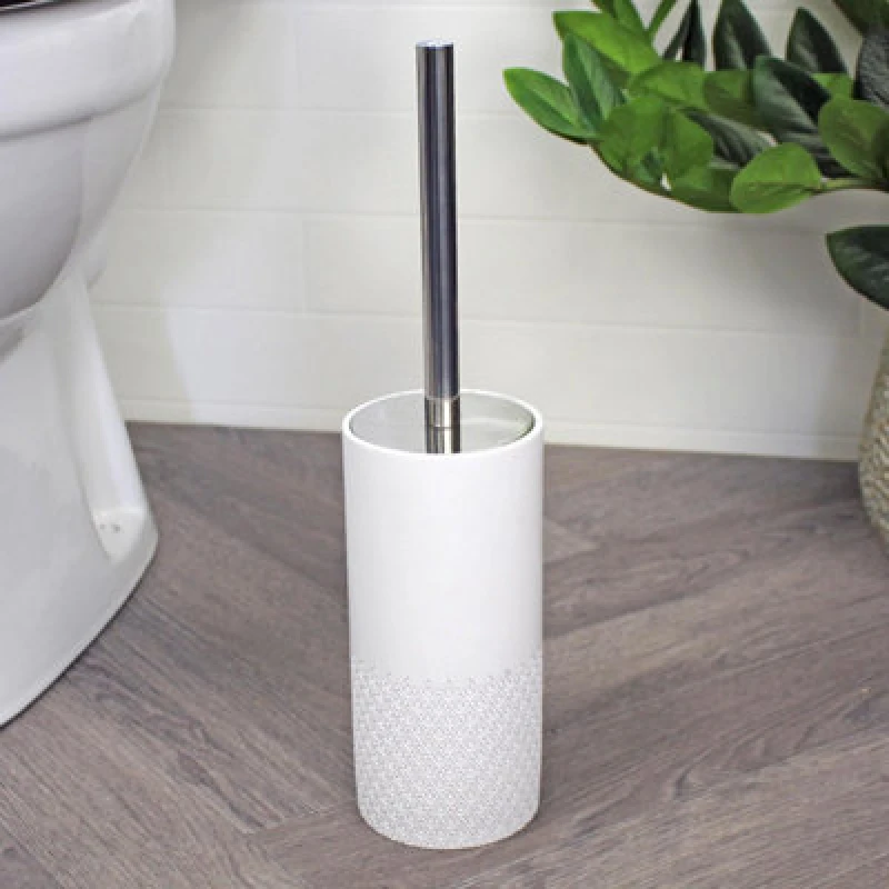 Image of Showerdrape Chantilly White Collection Toilet Brush & Holder White
