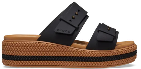 Image of Crocs Women Brooklyn Woven Buckle Sandals Black 7