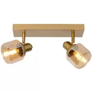 Image of Lucide BJORN - Twin Ceiling Spotlight - 2xE14 - Matt Gold, Brass