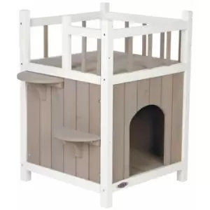 Image of TRIXIE Natura Cat's Home with Balcony Grey and White