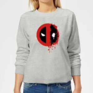Image of Marvel Deadpool Split Splat Logo Womens Sweatshirt - Grey - S