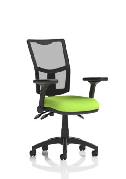 Image of Eclipse Eclipse Plus III Lever Task Operator Chair Mesh Back With Bespoke Colour Seat In Myrrh Green With Height Adjustable And Folding Arms KCUP1775
