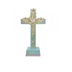 Image of Cross with Lilies and Dove Figurine