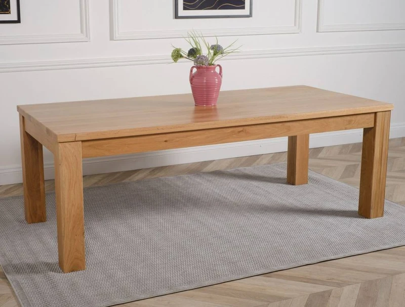 Image of Thats Furniture Dakot 222cm Chunky Extra Large Solid Oak Dining Table in Light Oak Light Oak Unisex