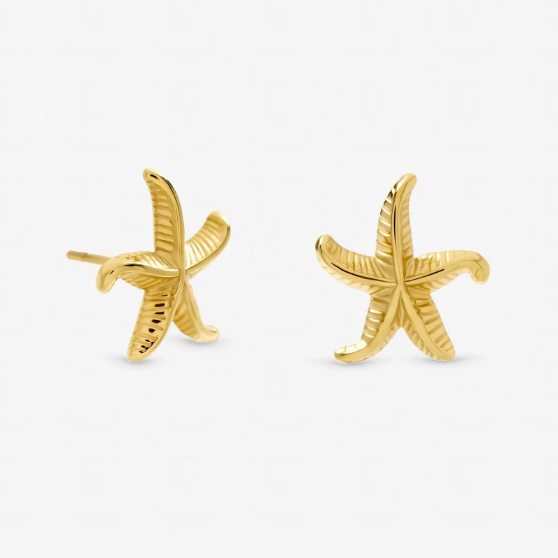 Image of Jon Richard Gold Plated Waterproof Coastal Starfish Earrings Gold female One Size