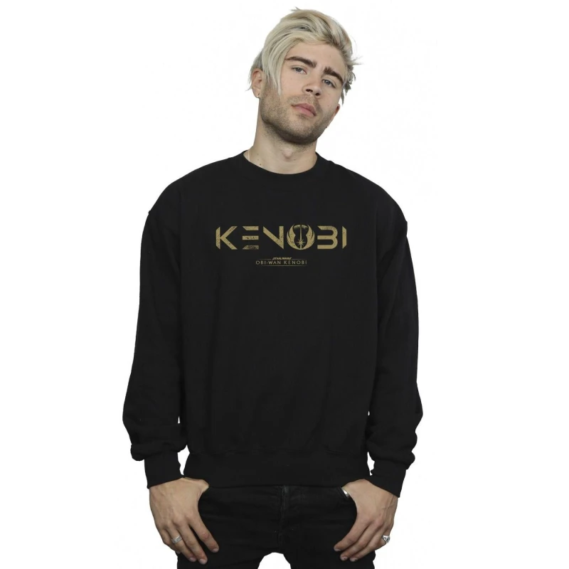 Image of Star Wars Star Wars Men Obi-Wan Kenobi Logo Sweatshirt in Black Size: Small Black S Male 5059934425750