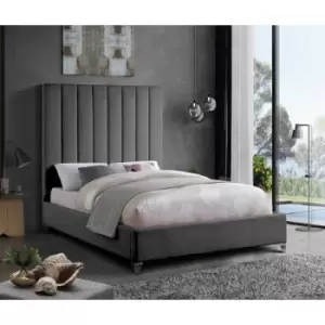 Image of Alexo Upholstered Beds - Plush Velvet, Double Size Frame, Steel - Steel