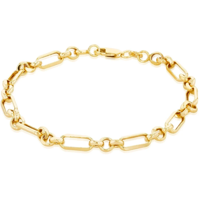 Image of Be You 9ct Gold Figaro Belcher Bracelet Yellow Gold female 7.5in