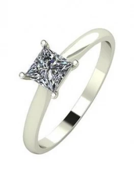 Image of Moissanite 18ct Gold 60 Point Eq Princess Cut Moissanite Ring, White Gold, Size J, Women