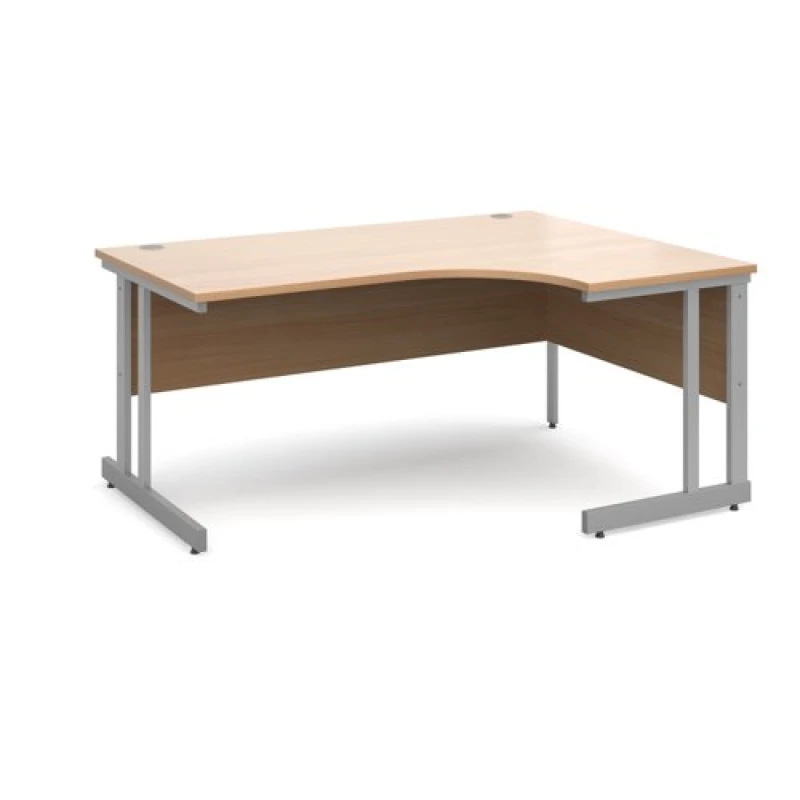 Image of Momento Office Desk Right Hand Corner Desk 1600mm Beech Top With Silver Frame 1200mm Depth Momento Beech MOM16ERB