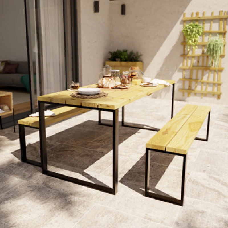 Image of Cerland Blakea Wooden Garden Dining Set 6 Seat