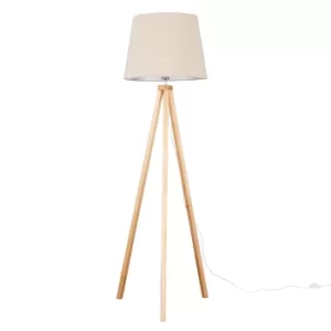 Image of Barbro Light Wood with XL Beige Aspen Shade