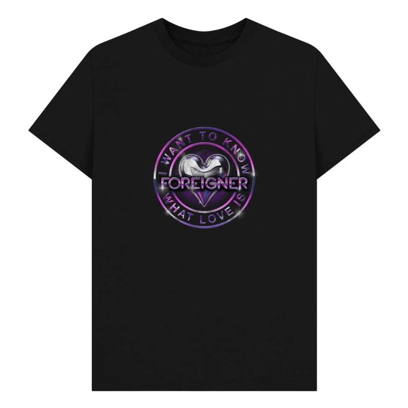 Image of Foreigner Mens I Want To Know What Love Is T-Shirt in Black Size: Small Black Male S