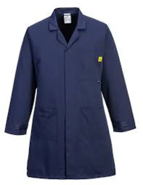 Image of Portwest Anti Static ESD Coat AS10NARL Colour: Navy