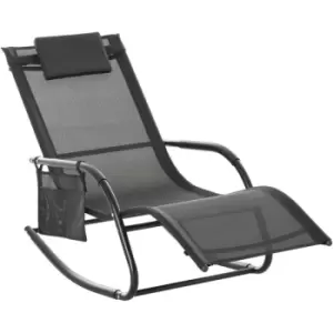 Image of Breathable Mesh Rocking Chair Outdoor Recliner w/ Headrest Black - Outsunny
