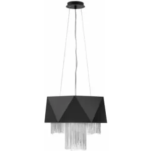 Image of Loops - 6 Bulb Ceiling Pendant Light Fitting Satin Black Silver LED E27 60W Bulb