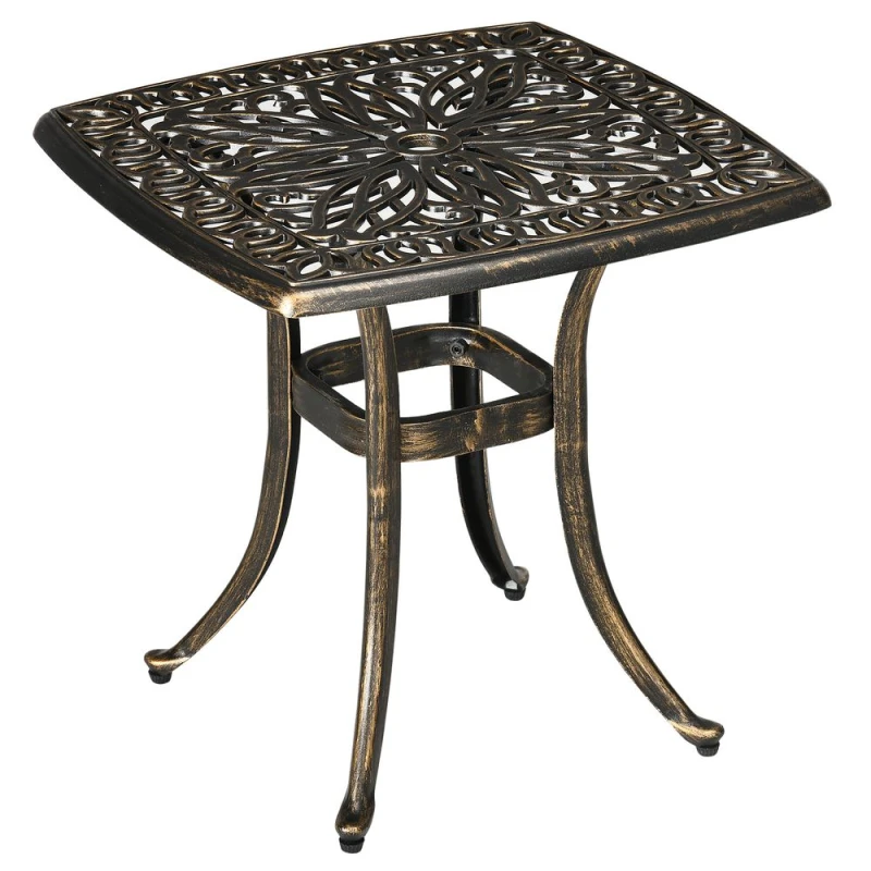 Image of Outsunny 54x54cm Aluminium Outdoor Garden Side Table Bronze, Brown 84G-045V00BN