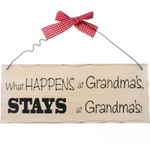 Image of What Happens At Grandma's Hanging Sign