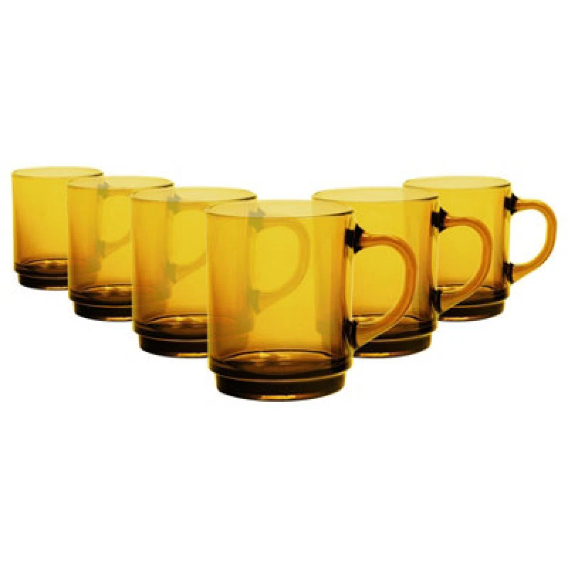Image of Duralex Versailles Glass Coffee Mugs - 260ml - Amber - Pack Of 6