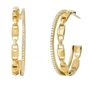 Image of Michael Kors Mercer Link Double Row 14ct Gold Plated Hoop Earrings...