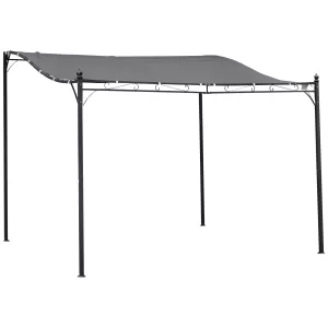 Image of Outsunny 3x3m Freestanding Metal Wall Awning Canopy Grey