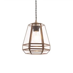 Image of 1 Light Pendant Antique Solid Brass, Glass, E27