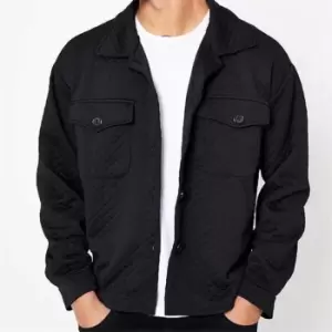 Image of I Saw It First Mens Boxy Oversized Quilted Shacket - Black