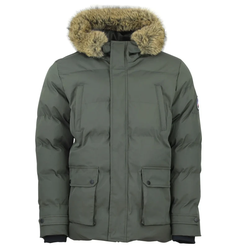 Image of Peak Mountain Peak Mountain's Canabel Waterproof Fur-Lined Hood Puffer Vert Male M CANABEL/QI/KAKI