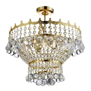 Image of Versailles 5 Light Crystal Chandelier Gold Finish, E14