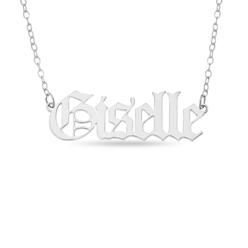 Image of Other Personalised SS Name Neck old English Font Silver unisex one size