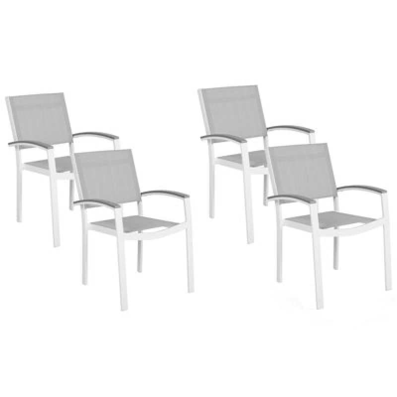 Image of Beliani Set Of 4 Garden Chairs Pereta Metal Grey