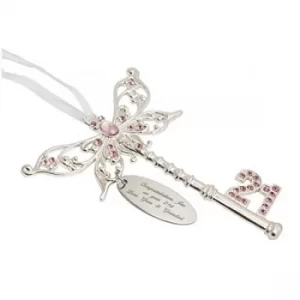 Image of Celebrations Birthday Engravable Butterfly 21st Key