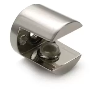 Image of Small Plated Shelf Bracket Glass Shelf Support 4 - 8mm Thickness Shelves - Colour Brushed Chrome - Pack of 8