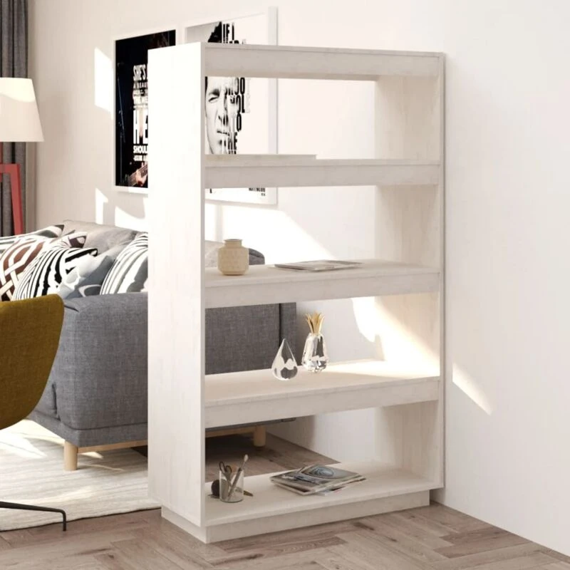 Image of Vidaxl Book Cabinet/Room Divider White 80X35X135cm Solid Pinewood, White 810890