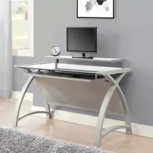 Image of Jual Helsinki Large Curve Glass Desk with Keyboard Tray, Grey