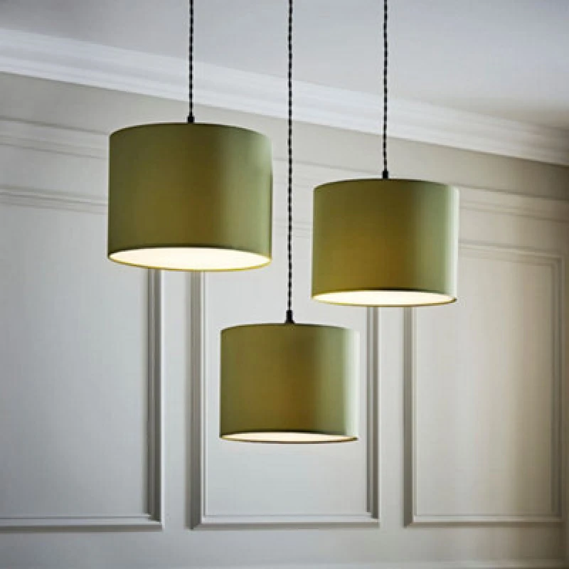 Image of ValueLights Torbery Set of 3 Ceiling Pendant Light Lamp Shades Olive