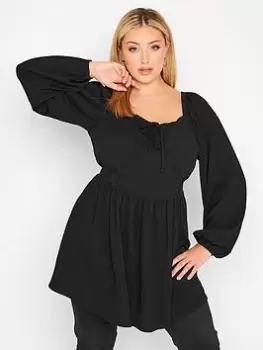 Image of Yours Corset Detail Top Blk - Black, Size 16, Women