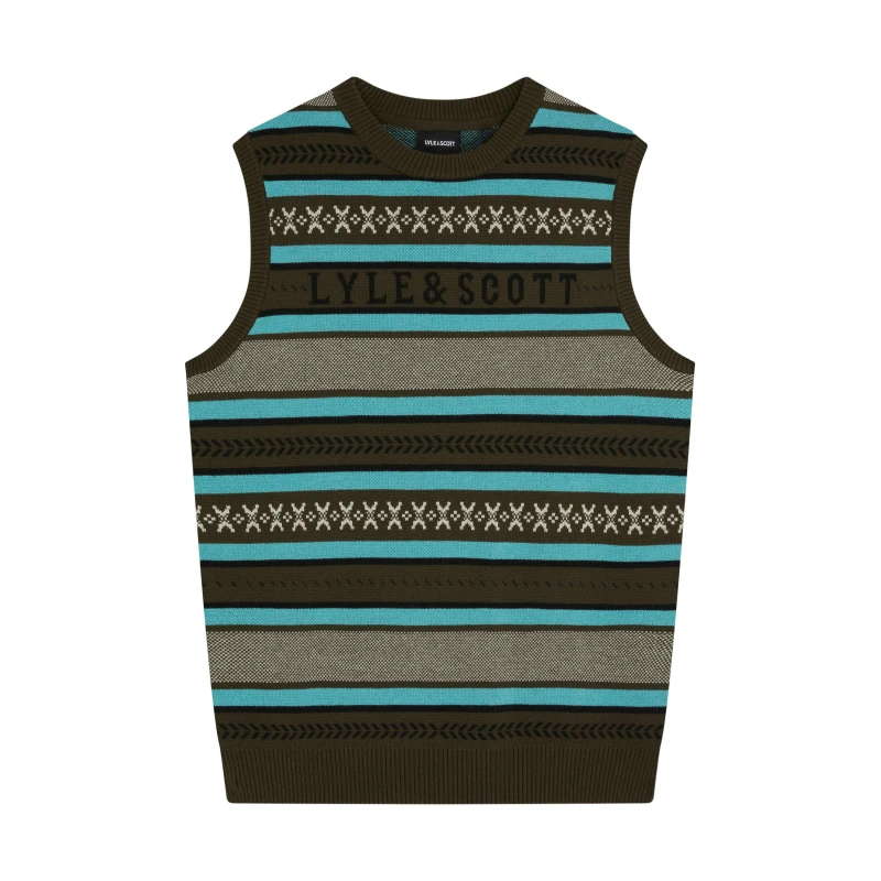 Image of Lyle and Scott Glen Fair Isle Vest - Green Green S