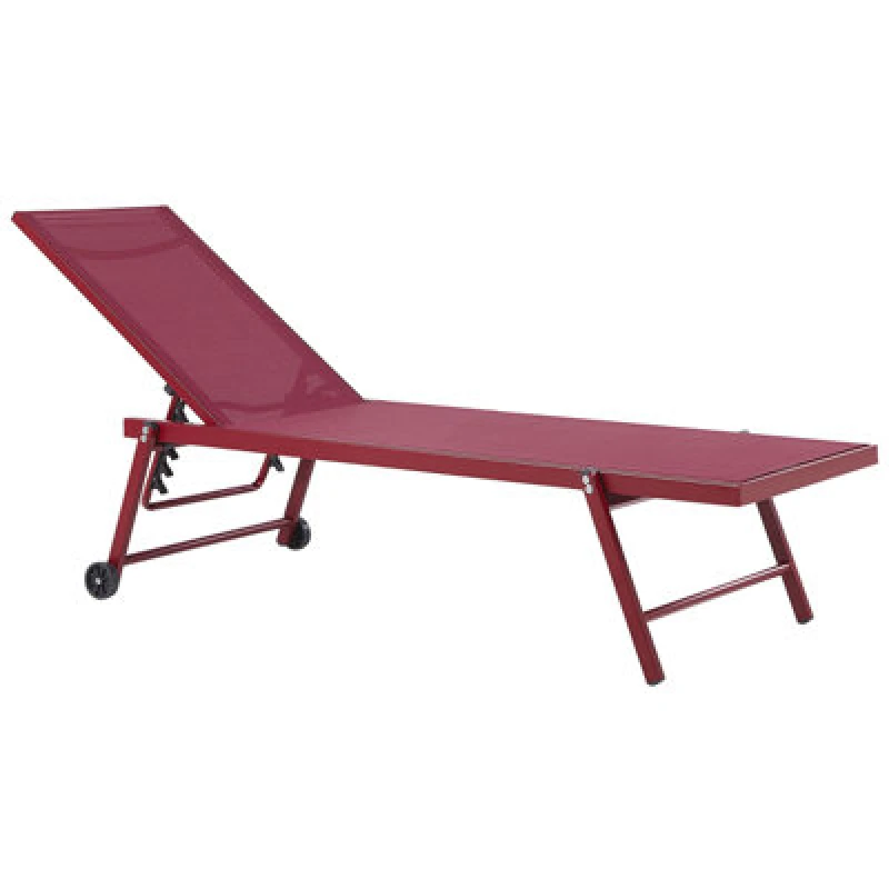 Image of Beliani Sun Lounger Portofino Reclining Metal Burgundy