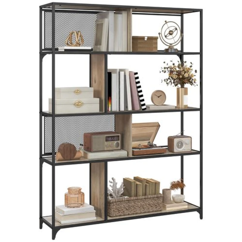Image of HOMCOM Homcom - Industrial 5 Tier Book Shelf with Sliding Mesh Doors 5056725565022