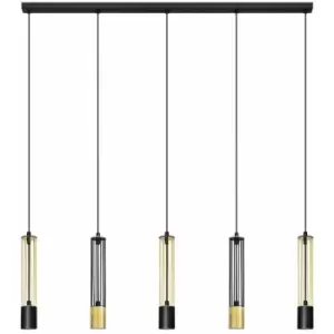Image of Helam Lighting - Helam Bars Straight Bar Pendant Ceiling Light Black, Gold 120cm